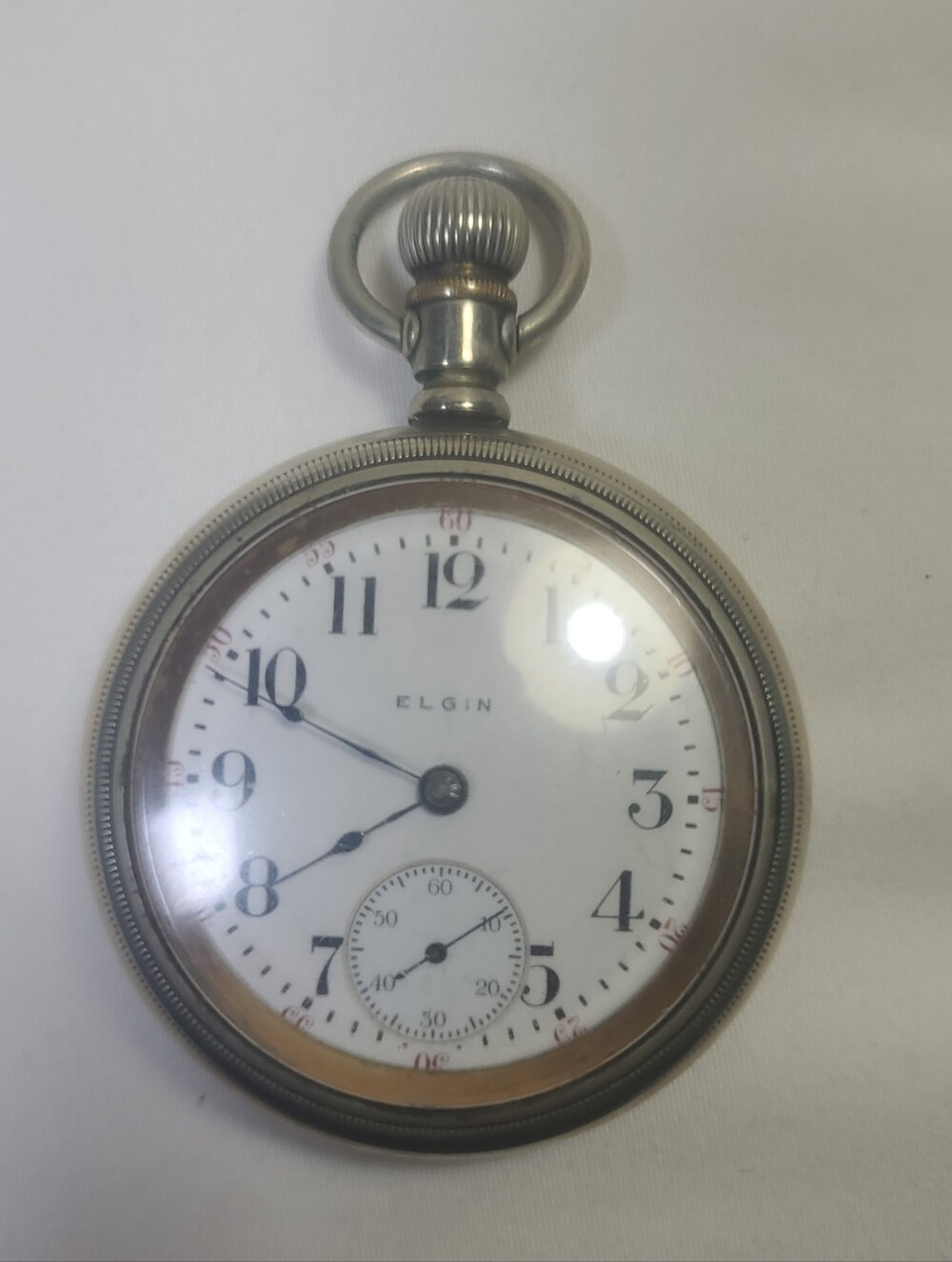 Elgin National Watch Co. Nickel Silver Pocket Watch For Parts Or Repair